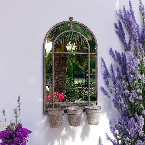 Rusty metal wall mirror - rusty,