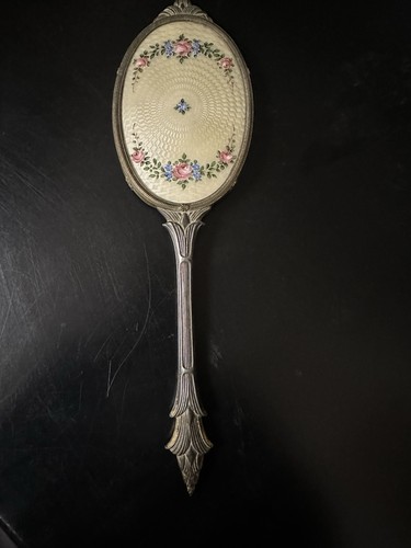 Vintage gold tone hand mirror - gold,